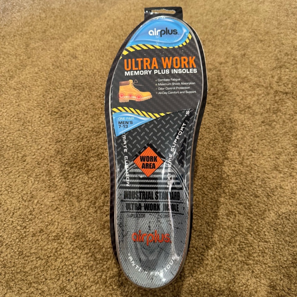 AirPlus Ultra Work Memory Plus Insoles for shoes, boot or industrial size 7-13